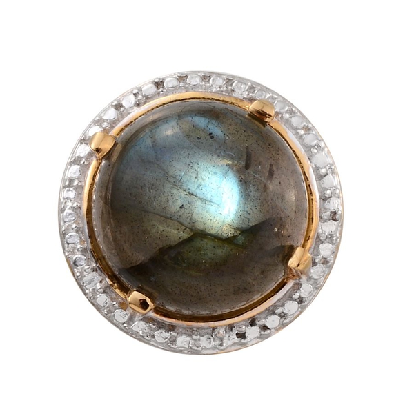 Labradorite (Rnd) Solitaire Pendant in 14K Gold Overlay Sterling Silver 6.750 Ct.