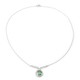 ELANZA Simulated Emerald and Simulated Diamond Necklace (Size 18) in Rhodium Overlay Sterling Silver