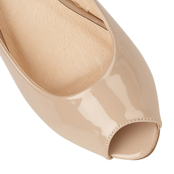 Lotus Patent Odina Peep-Toe Wedge Shoes (Size 6) - Nude
