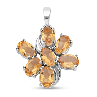 Citrine Floral Pendant in Platinum Overlay Sterling Silver 2.80 Ct.