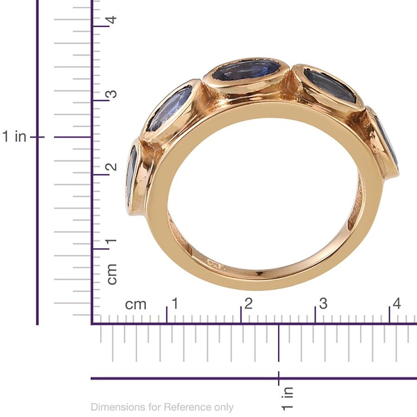 Kanchanaburi Blue Sapphire (Ovl) 5 Stone Ring in 14K Gold Overlay Sterling Silver 2.500 Ct.