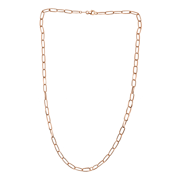 NY Close Out Deal - Rose Gold Overlay Sterling Silver Paperclip Necklace with Lobster Clasp (Size - 24)