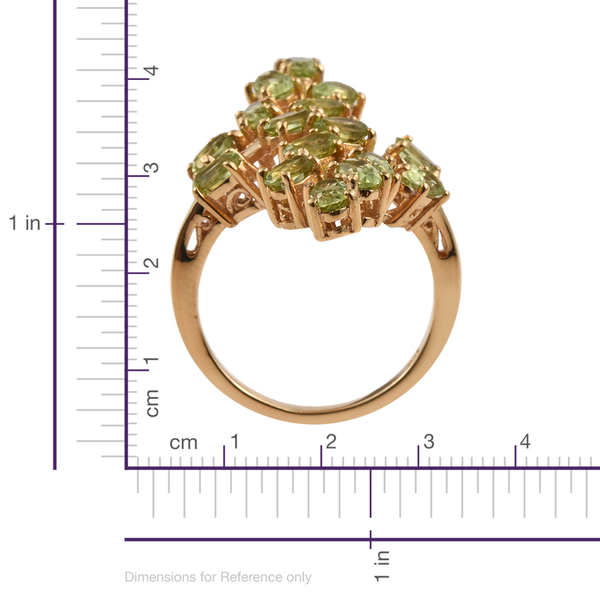 AA Hebei Peridot (Ovl) Leaves Crossover Ring in 14K Gold Overlay Sterling Silver 3.750 Ct.