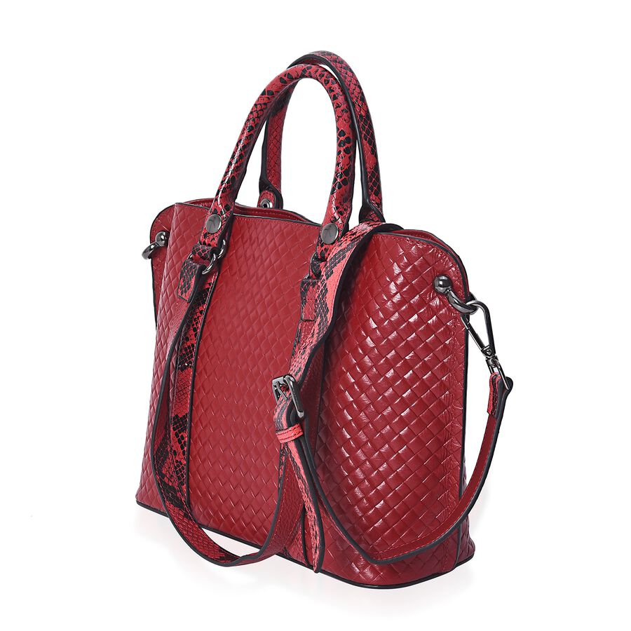 100% Genuine Leather Quilted Pattern Tote Bag with Detachable Shoulder Strap Size 29x11x24 Cm in ...