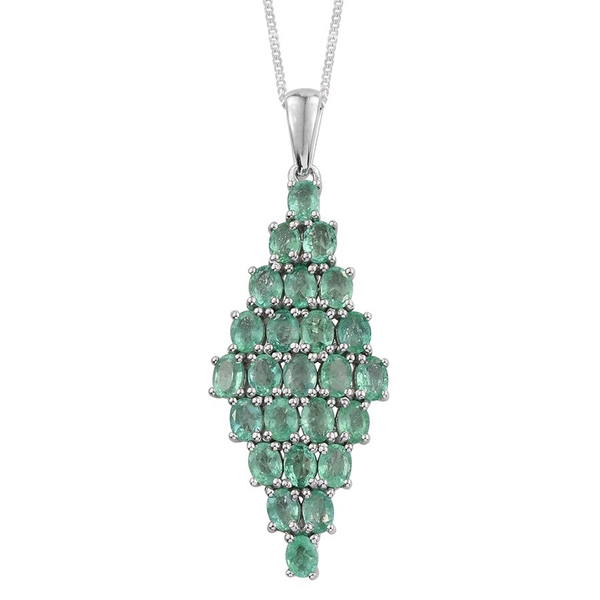 9K W Gold Boyaca Colombian Emerald (Ovl) Cluster Pendant With Chain 3.750 Ct.