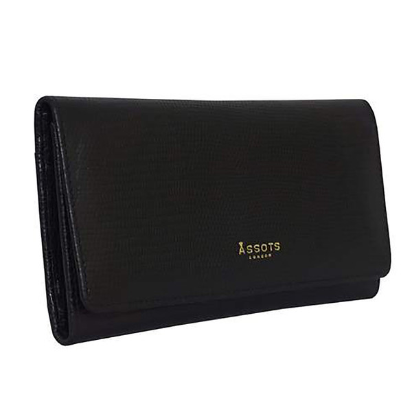 Assots London CLAIRE - 100% Genuine Leather Wallet (20x1.5x10cm ) - Black