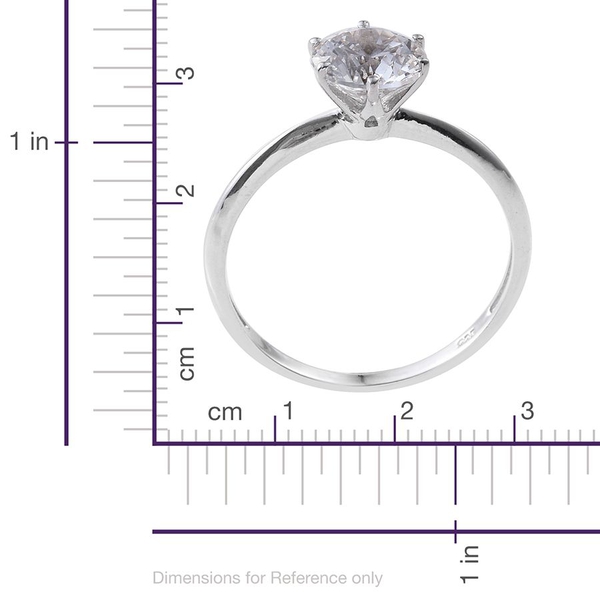 J Francis - Platinum Overlay Sterling Silver (Rnd) Solitaire Ring Made with Finest CZ 3.30 Ct.