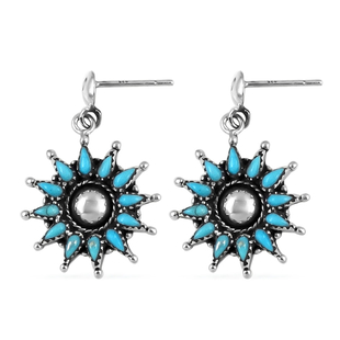 Santa Fe Collection - Turquoise Earrings (With Push Back) in Sterling Silver 1.00 Ct.
