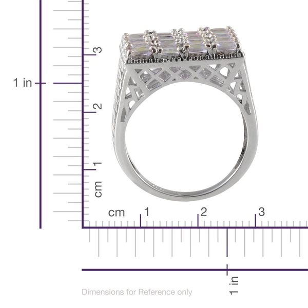 Mercury Mystic Topaz (Sqr) Ring in Platinum Overlay Sterling Silver 6.000 Ct.