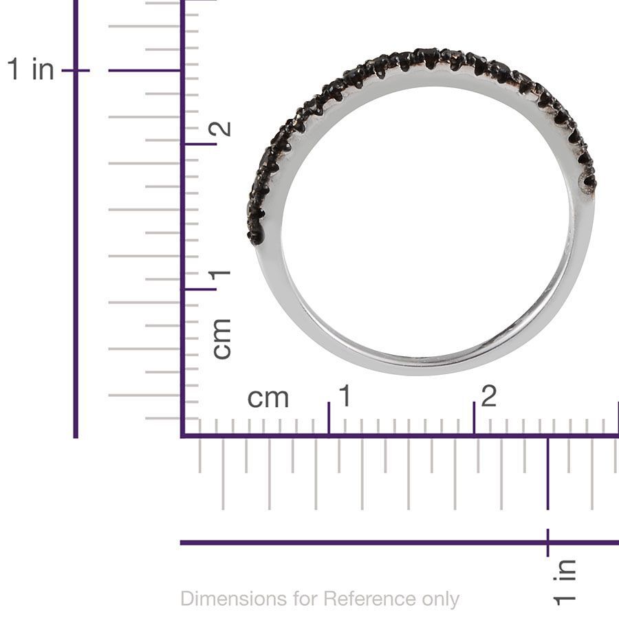 Black Diamond (Rnd) Half Eternity Ring in Platinum Overlay Sterling Silver 0.250 Ct.