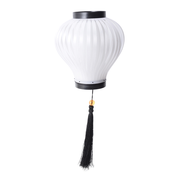 White with Black Tassel DIY Lampshade (Size 12.3x28 Cm)