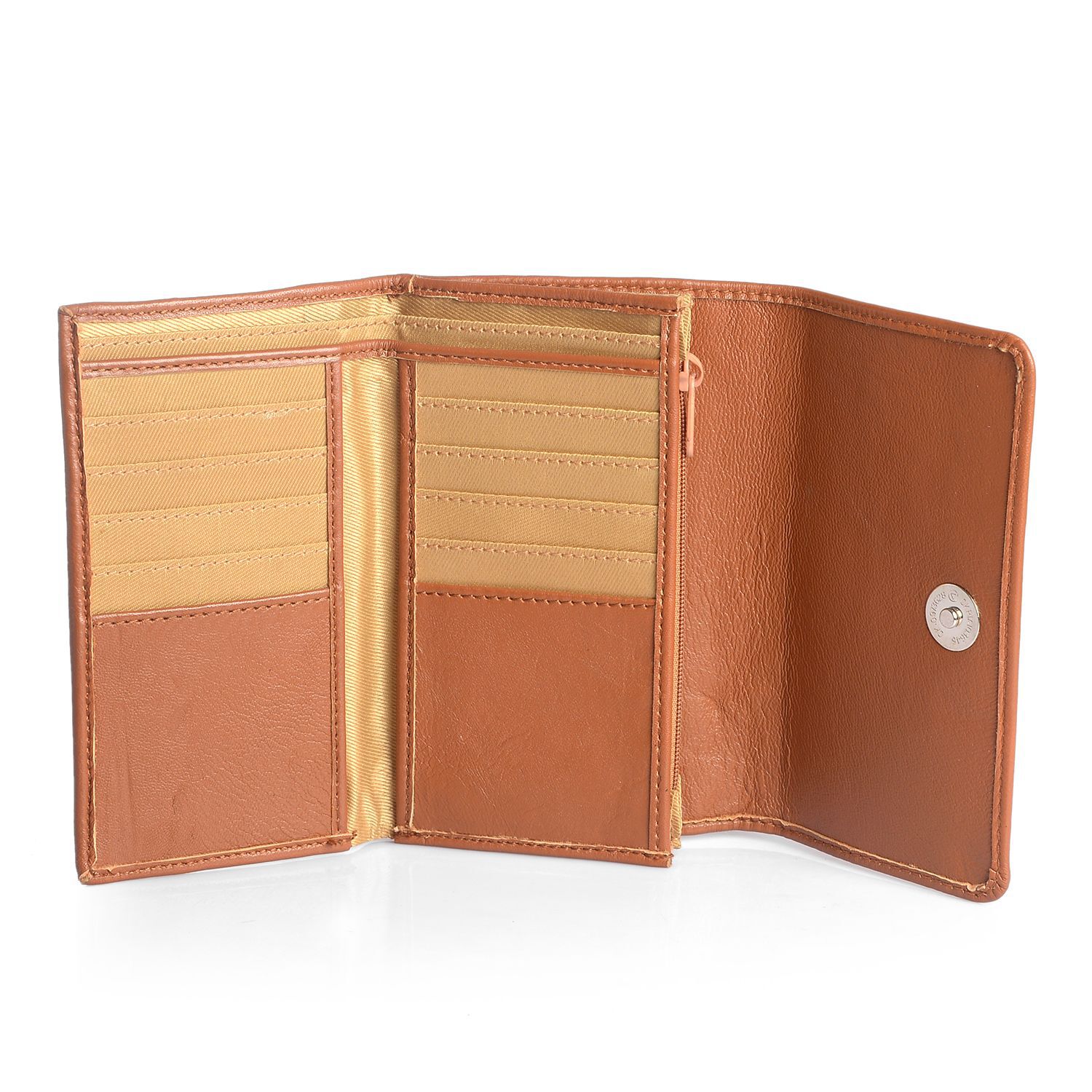 Genuine Leather RFID Blocker Tan Colour Ladies Purse (Size 15.5x8.5 Cm)