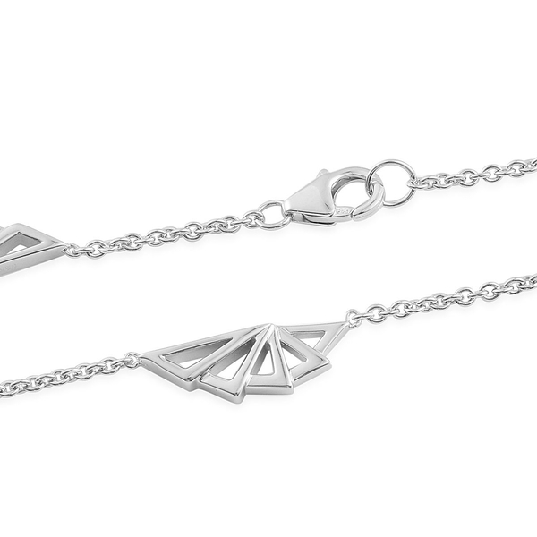 LucyQ Art Deco Necklace (Size 32) in Rhodium Plated Sterling Silver 26.21 Gms.