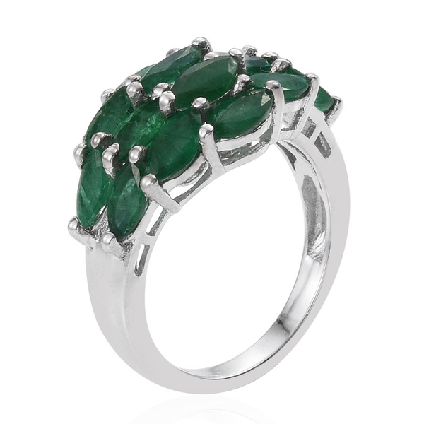 Kagem Zambian Emerald (Mrq) Ring in Platinum Overlay Sterling Silver 3.000 Ct.