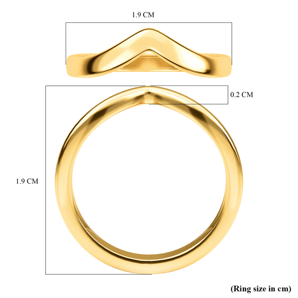 14K Yellow Gold Overlay Sterling Silver Wishbone V Shape Stacker Ring