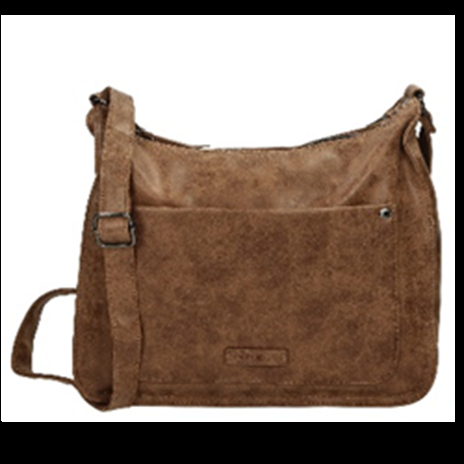 Leatherette Shoulder Bag with Handle Drop - Camel