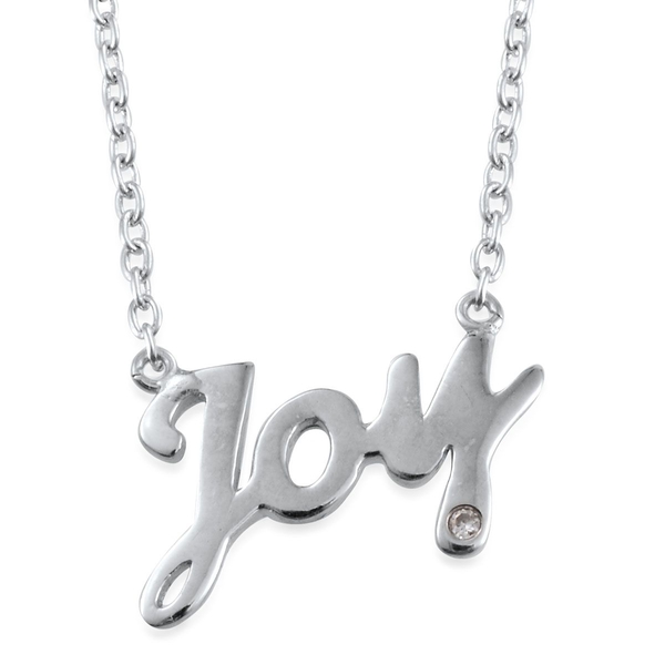 Diamond (Rnd) Joy Message Necklace (Size 18) in Platinum Overlay Sterling Silver