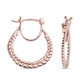 Rose Gold Overlay Sterling Silver Olive Leaf Hoop Earrings (with Clasp)