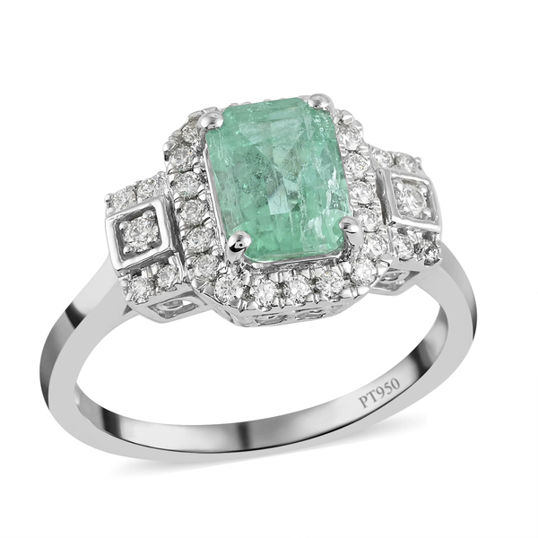 RHAPSODY 950 Platinum AGI Certified AAAA Boyaca Colombian Emerald and Diamond (VS/E-F) Ring 1.75 Ct,
