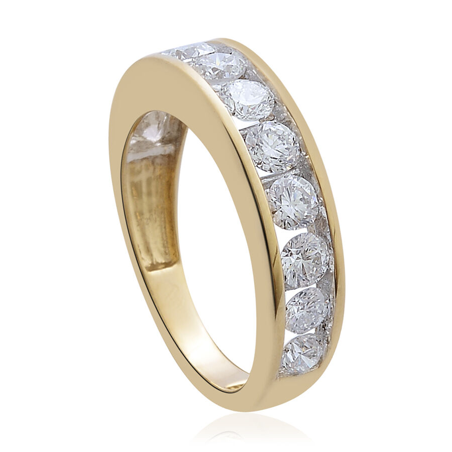 ILIANA 18K Yellow Gold SGL Certified Diamond (Rnd) (SI/G-H) Half Eternity Ring 1.500 Ct.