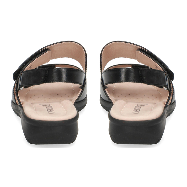 CAPRICE Genuine Leather Flat Sandals (Size 4) - Black