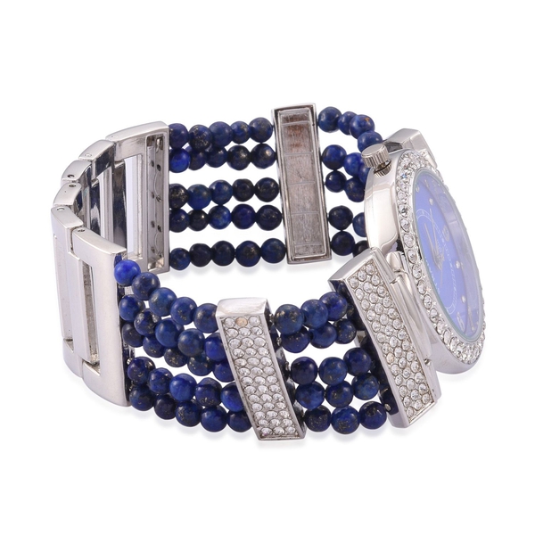STRADA Japanese Movement Lapis Lazuli and Austrian Crystal Studded Watch