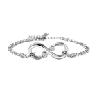 Simulated Diamond Infinity Bracelet (Size - 7 With 2 Inch Extender) in Stainless Steel