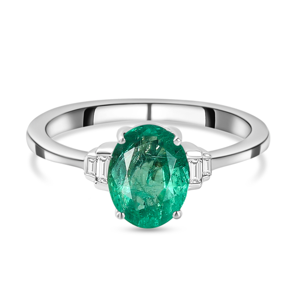 RHAPSODY 950 Platinum AAAA Ethiopian Emerald and Diamond(VS/E-F) Ring 1.68 Ct.4.10 Gm