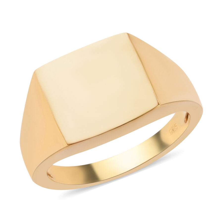 14K Gold Overlay Sterling Silver Square Signet Ring