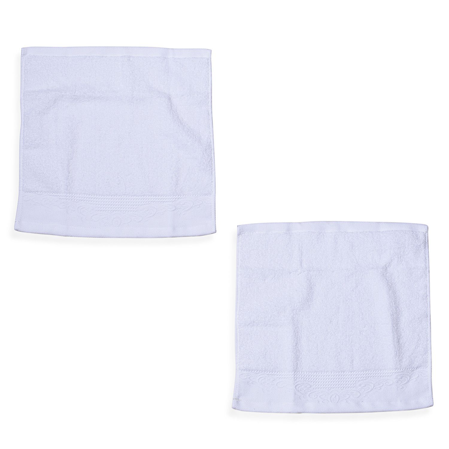 Set of 4 - 100% Cotton White Colour 1 Bath Towel (Size 130x65 Cm), 2 Face Towel (Size 65x50 Cm) and 1 Hand Towel (Size 33x33 Cm) with Filigree Pattern at the Border
