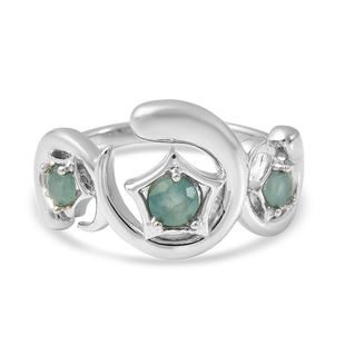 LucyQ Luna Collection - Grandidierite Ring in Rhodium Overlay Sterling Silver