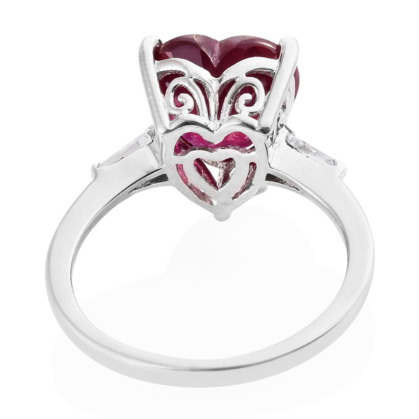 African Ruby (Hrt), White Topaz Ring in Platinum Overlay Sterling Silver 8.500 Ct.