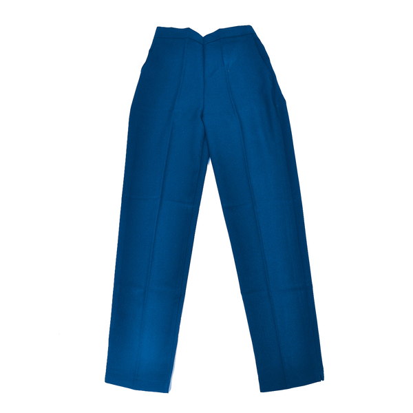 Emma Half Elasticated Comfortable Summer Trousers in BLUE Inside Leg - 25in