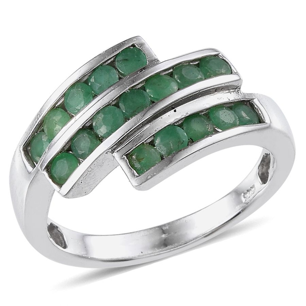 Kagem Zambian Emerald (Rnd) Ring in Platinum Overlay Sterling Silver 1.000 Ct.