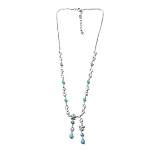 Arizona Sleeping Beauty Turquoise and Natural Cambodian Zircon Necklace (Size 18 with 2 inch Extende