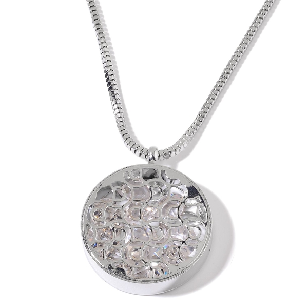 AAA Simulated White Diamond Pendant With Chain in Silver Tone