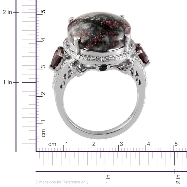 Eudialyte (Ovl 10.00 Ct), Rhodolite Garnet Ring in Platinum Overlay Sterling Silver 11.000 Ct.