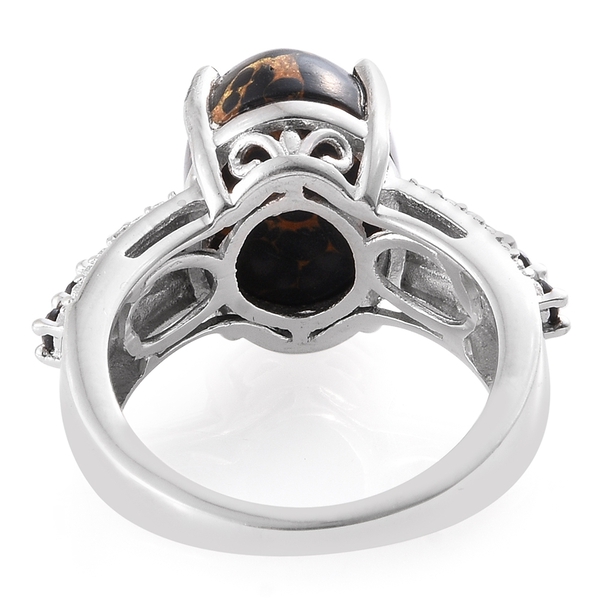 Arizona Mojave Black Turquoise (Ovl 6.00 Ct), Boi Ploi Black Spinel Ring in Platinum Overlay Sterling Silver 6.250 Ct.