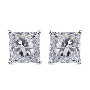 Moissanite Stud Earrings(With Push Back) in Platinum Overlay Sterling Silver 2.52 Ct.