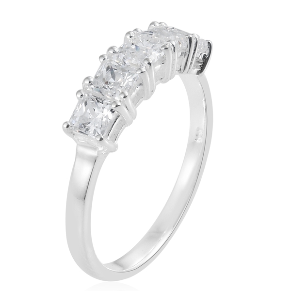 J Francis - Sterling Silver (Sqr) 5 Stone Ring Made with Finest CZ