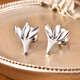 RACHEL GALLEY Sandblast Collection - Rhodium Overlay Sterling Silver Three-Leaf Design Stud Earrings
