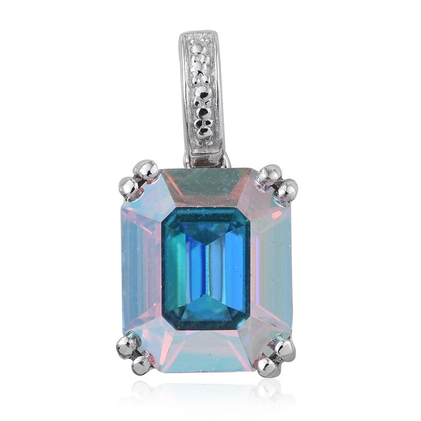 - Aurore Boreales Crystal (Oct) Solitaire Pendant in Platinum Overlay Sterling Silver