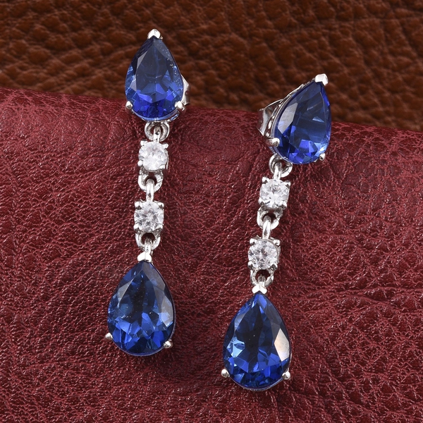 Ceylon Colour Quartz (Pear), Natural Cambodian Zircon Earrings (with Push Back) in Platinum Overlay Sterling Silver 8.500 Ct.
