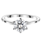 Moissanite Solitaire Ring (Size R) in Platinum Overlay Sterling Silver 1 Ct.