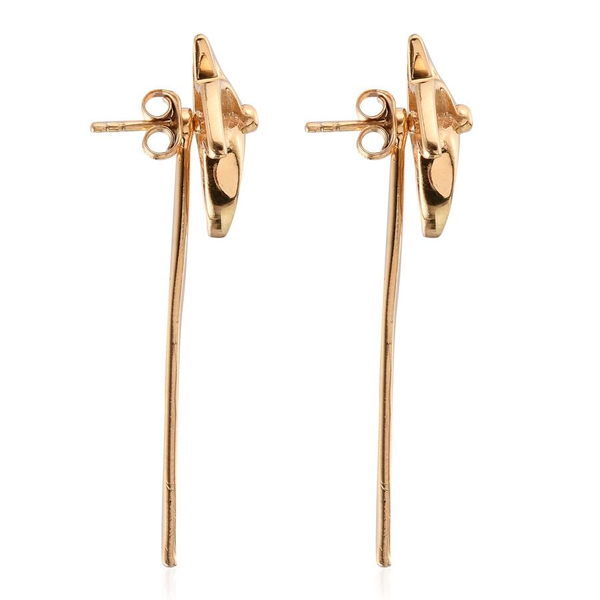 14K Gold Overlay Sterling Silver Origami Pinwheel Earrings (with Push Back), Silver wt  5.05 Gms.