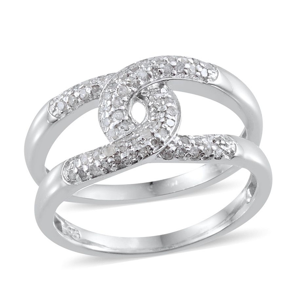 Diamond (Rnd) Interlocking Ring in Platinum Overlay Sterling Silver 0.330 Ct.