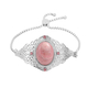 2 Piece Set - Rhodochrosite and Pink Crystal Adjustable Bracelet (Size 6.5 - 9.5) and Lever Back Earrings in Stainless Steel
