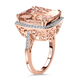ILIANA 18K Rose Gold AAA Morganite and Diamond (VS/E-F) Ring 15.75 Ct, Gold Wt. 6.90 Gms