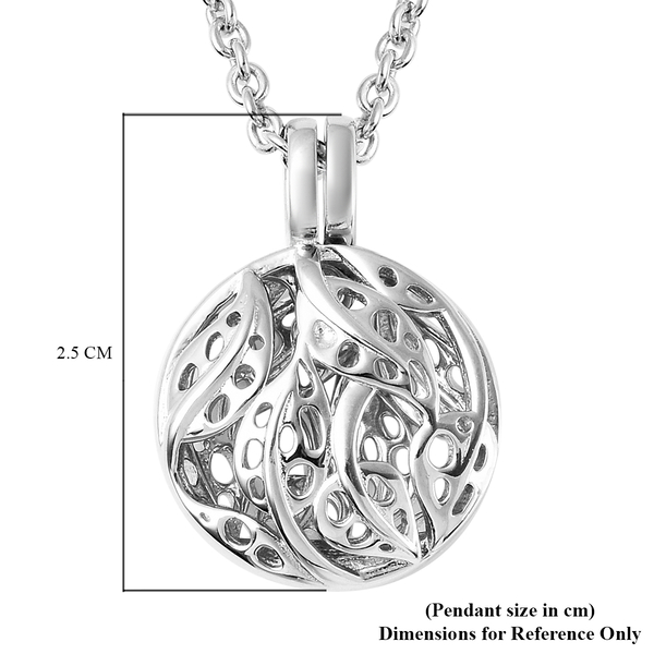 RACHEL GALLEY Leaf Collection - Rhodium Overlay Sterling Silver Openable Pendant with Chain (Size - 26/28/30), Silver wt 10.30 Gms