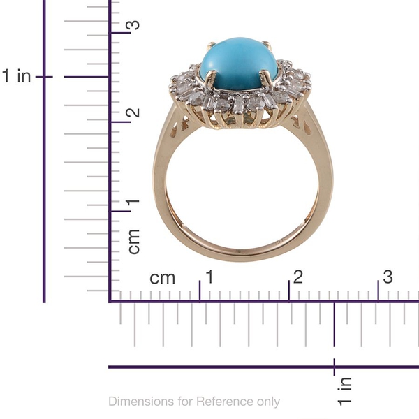 9K Y Gold Arizona Sleeping Beauty Turquoise (Ovl 2.90 Ct), Diamond Ring 3.560 Ct.